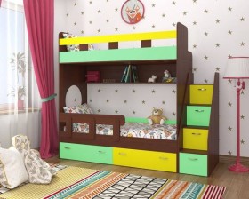 Детская двухъярусная кровать Юниор-1 Белый/Синий Распродажа в Тюмени - tyumen.katalogmebeli.com | фото 4