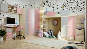 Детская комната Грэйси (Розовый/Серый/корпус Клен) в Тюмени - tyumen.katalogmebeli.com | фото