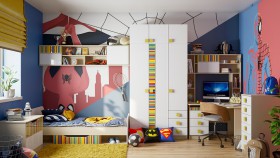 Детская комната Клаксон без машинок (Белый/корпус Клен) в Тюмени - tyumen.katalogmebeli.com | фото