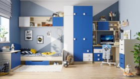 Детская комната Скай (Синий/Белый/корпус Клен) в Тюмени - tyumen.katalogmebeli.com | фото