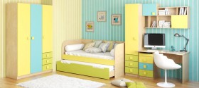 Детская комната Смайли (Желтый/Голубой/Зеленый/корпус Клен) в Тюмени - tyumen.katalogmebeli.com | фото