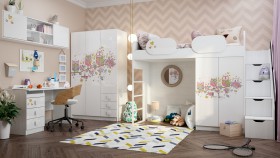 Детская комната Совушки (Белый/корпус Выбеленное дерево) в Тюмени - tyumen.katalogmebeli.com | фото