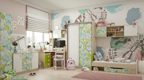 Детская комната Твит (Белый/Зеленый/корпус Клен) в Тюмени - tyumen.katalogmebeli.com | фото