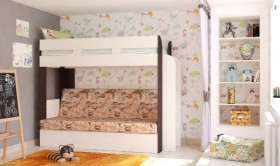 Кровать с диваном 75 Карамель Атлант (Венге Магия /Сосна Карелия/Савана) в Тюмени - tyumen.katalogmebeli.com | фото
