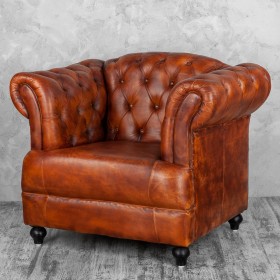 Кресло кожаное Лофт Честер-Нью (Коричневый, Рыжий) в Тюмени - tyumen.katalogmebeli.com | фото