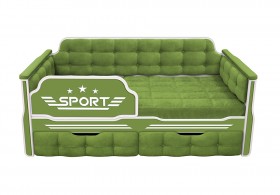 Кровать 160 серии Спорт 2 ящика 76 Зелёный (мягкие боковые накладки) в Тюмени - tyumen.katalogmebeli.com | фото