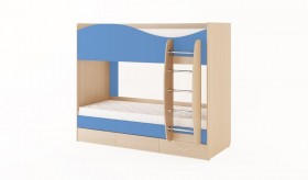 Кровать 2-х ярусная с ящиками (Беленый дуб/Синий) в Тюмени - tyumen.katalogmebeli.com | фото