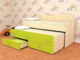 Кровать детская Нимфа двухместная 2.0 Дуб молочный/Лайм в Тюмени - tyumen.katalogmebeli.com | фото