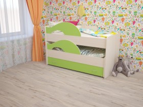 Кровать детская Радуга 1600 Млечный дуб/Салатовый в Тюмени - tyumen.katalogmebeli.com | фото