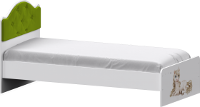 Кровать Каспер с мягкой спинкой и фотопечатью (800х2000)Белый/Лайм в Тюмени - tyumen.katalogmebeli.com | фото
