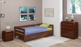 Кровать одинарная ГЛОРИЯ из массива сосны  900*2000 (Орех) в Тюмени - tyumen.katalogmebeli.com | фото