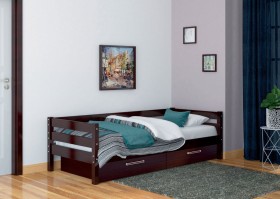 Кровать одинарная ГЛОРИЯ из массива сосны  900*2000 (Орех Тёмный) в Тюмени - tyumen.katalogmebeli.com | фото