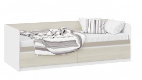 Кровать «Сканди» с 2 ящиками Дуб Гарден/Белый/Глиняный серый в Тюмени - tyumen.katalogmebeli.com | фото