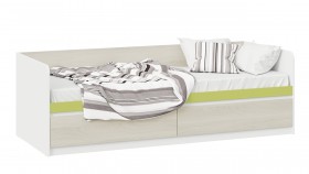 Кровать «Сканди» с 2 ящиками Дуб Гарден/Белый/Зеленый в Тюмени - tyumen.katalogmebeli.com | фото