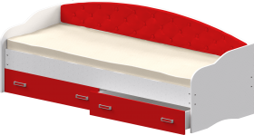 Кровать Софа-7 с мягкой спинкой (800х1900) Белый/Красный в Тюмени - tyumen.katalogmebeli.com | фото