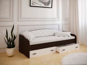 Кровать Софа-7 с мягкой спинкой (800х1900) Венге/ Белый в Тюмени - tyumen.katalogmebeli.com | фото