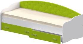Кровать Софа-7 с мягкой спинкой (800х2000) Белый/Лайм в Тюмени - tyumen.katalogmebeli.com | фото