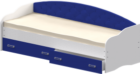 Кровать Софа-8 с мягкой спинкой (900х2000) Белый/Синий в Тюмени - tyumen.katalogmebeli.com | фото