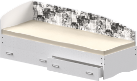 Кровать Софа-9 с мягкой спинкой с рисунком Милана (900х1900) Белый в Тюмени - tyumen.katalogmebeli.com | фото