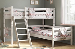 Кровать Соня вариант 8 угловая с наклонной лестницей Белый полупрозрачный в Тюмени - tyumen.katalogmebeli.com | фото