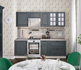 Кухня Регина 24 2,4 м (Серый матовый/Белый) в Тюмени - tyumen.katalogmebeli.com | фото