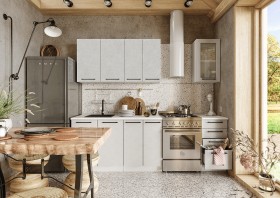 Кухонный гарнитур Нувель 1800мм белый/бетон белый в Тюмени - tyumen.katalogmebeli.com | фото