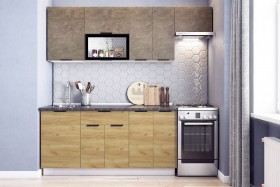Кухонный гарнитур Стоун 2.2 (белый/камень темно-серый/акация светлая) в Тюмени - tyumen.katalogmebeli.com | фото