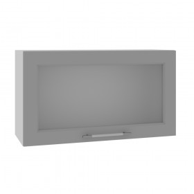 Квадро ВПГС 800 шкаф верхний горизонтальный со стеклом высокий (Железо/корпус Серый) в Тюмени - tyumen.katalogmebeli.com | фото