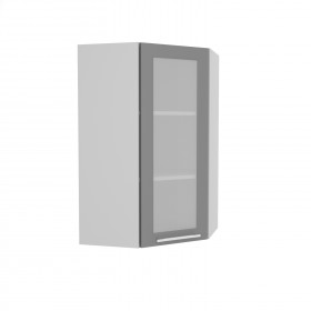 Квадро ВПУС 550 шкаф верхний угловой со стеклом высокий (Железо/корпус Серый) в Тюмени - tyumen.katalogmebeli.com | фото