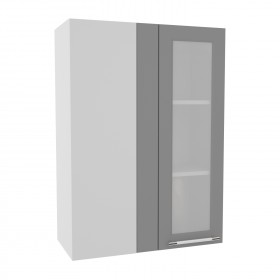 Квадро ВПУС 650 шкаф верхний угловой со стеклом высокий (Железо/корпус Серый) в Тюмени - tyumen.katalogmebeli.com | фото