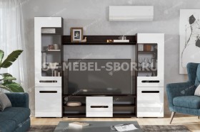 Мебель для гостиной МГС 6 (Исполнение 1/Венге/Белый глянец) в Тюмени - tyumen.katalogmebeli.com | фото