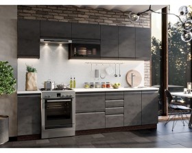 Модульная кухня Бруклин 2,8 м (Бетон черный/Венге) в Тюмени - tyumen.katalogmebeli.com | фото