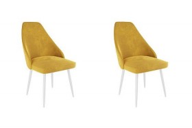 Набор стульев Милан 2 шт (желтый велюр/белый) в Тюмени - tyumen.katalogmebeli.com | фото 1