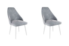 Набор стульев Милан 2 шт (серый велюр/белый) в Тюмени - tyumen.katalogmebeli.com | фото