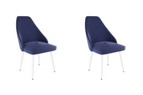 Набор стульев Милан 2 шт (синий велюр/белый) в Тюмени - tyumen.katalogmebeli.com | фото