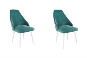 Набор стульев Милан 2 шт (зеленый велюр/белый) в Тюмени - tyumen.katalogmebeli.com | фото