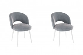 Набор стульев Моли 2 шт (серый велюр/белый) в Тюмени - tyumen.katalogmebeli.com | фото