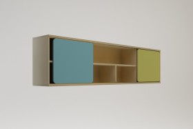Полка между шкафами 1660 Смайли (Голубой/Зеленый/корпус Клен) в Тюмени - tyumen.katalogmebeli.com | фото