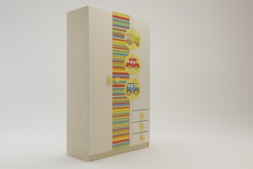 Шкаф 3-х створчатый с ящиками Клаксон (Бежевый/корпус Клен) в Тюмени - tyumen.katalogmebeli.com | фото