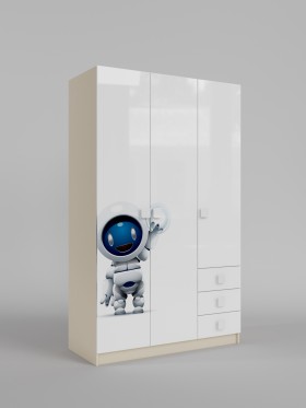 Шкаф 3-х створчатый с ящиками Санни (Белый/корпус Клен) в Тюмени - tyumen.katalogmebeli.com | фото