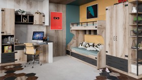Шкаф для одежды комбинированный «Окланд» (Фон Черный/Дуб Делано) Распродажа в Тюмени - tyumen.katalogmebeli.com | фото 4