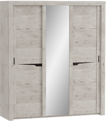 Шкаф трехдверный Соренто с раздвижными дверями Дуб бонифаций/Кофе структурный матовый в Тюмени - tyumen.katalogmebeli.com | фото