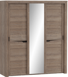 Шкаф трехдверный Соренто с раздвижными дверями Дуб стирлинг/Кофе структурный матовый в Тюмени - tyumen.katalogmebeli.com | фото