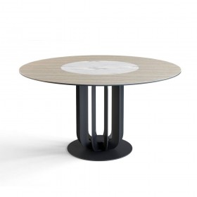 Стол круглый Rotor (160), шпон + керамика светлая в Тюмени - tyumen.katalogmebeli.com | фото