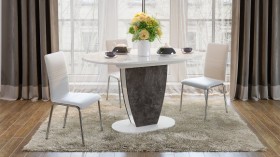 Стол обеденный «Монреаль» Тип 1 (Белый глянец/Моод темный) в Тюмени - tyumen.katalogmebeli.com | фото