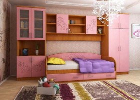 Детская Веселый пони Комплект мебели (Вишня оксфорд/Розовый) в Тюмени - tyumen.katalogmebeli.com | фото